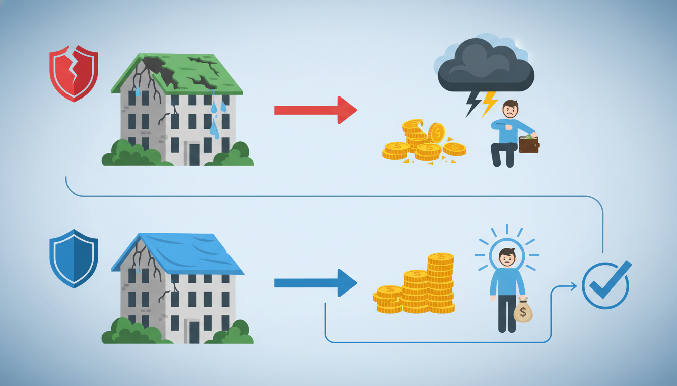 Timeline of insurance claim approval process with emergency shrink wrap mitigation