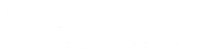 Panhandle Cleaning & Restoration logo with a circular swirl icon on the left and bold text on the right (branding).
